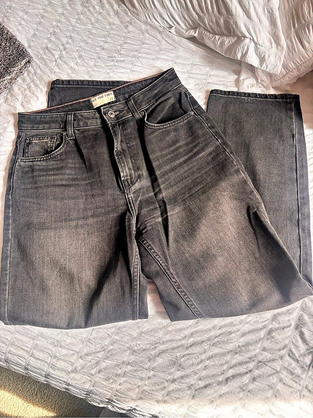 We The Free Rigid Washed black cotton denim. Straight leg Free people